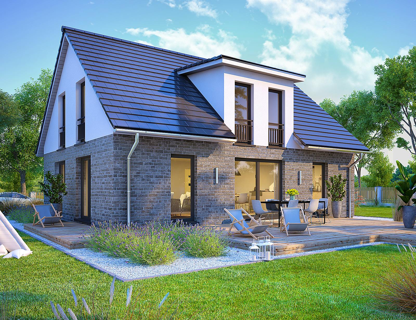 Massivhaus Costa von Bischoff Massivhaus Schlüsselfertig ab 370400€, Satteldach-Klassiker Außenansicht 2
