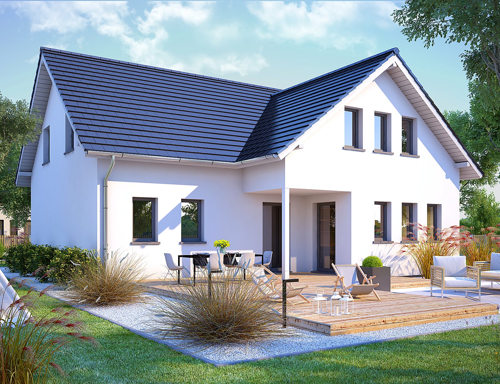 Massivhaus Tivo von Bischoff Massivhaus Schlüsselfertig ab 468500€, Satteldach-Klassiker Außenansicht 1