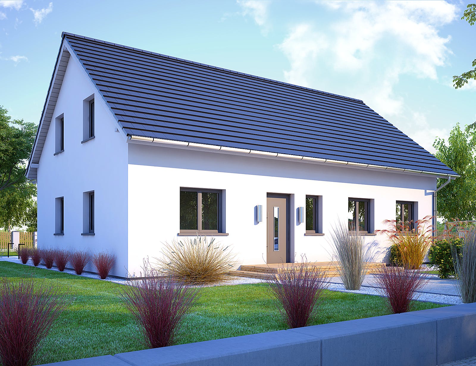Massivhaus Tivo von Bischoff Massivhaus Schlüsselfertig ab 468500€, Satteldach-Klassiker Außenansicht 2
