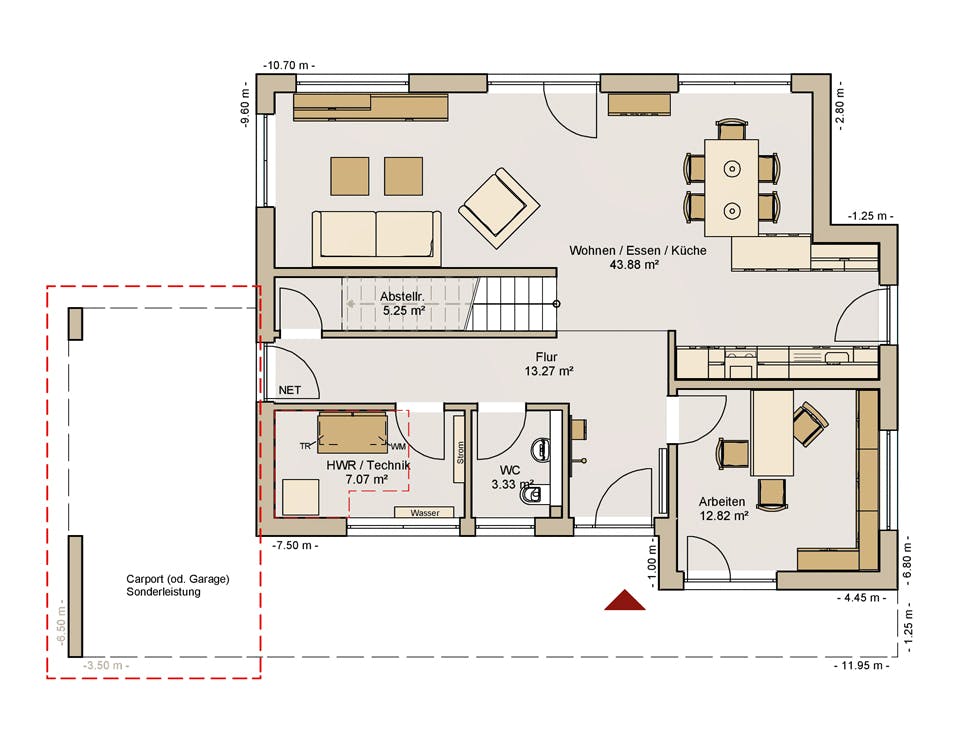 Fertighaus Kubus 190-0-0 von BoHolz Haus Schlüsselfertig ab 539826€, Cubushaus Grundriss 1