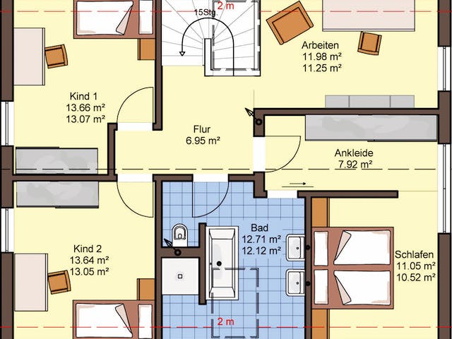 Fertighaus Brentano von Büdenbender Hausbau, Satteldach-Klassiker Grundriss 2