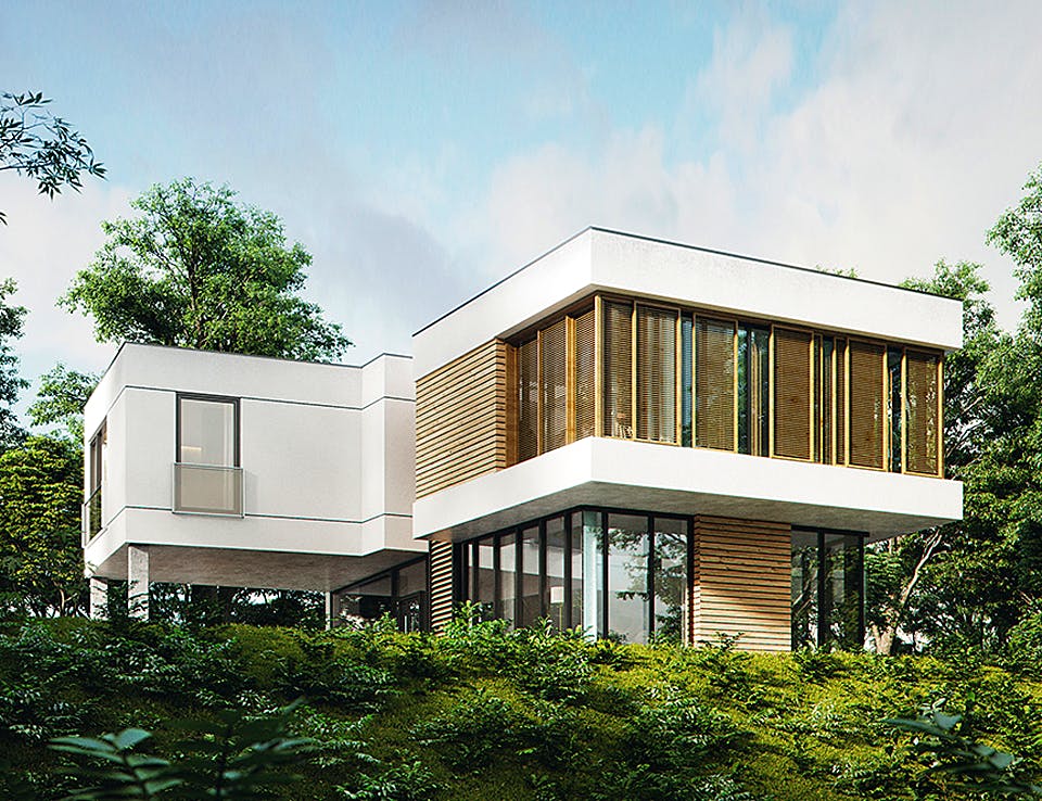Fertighaus Haus Burghof von Bodenseehaus, Cubushaus Außenansicht 2