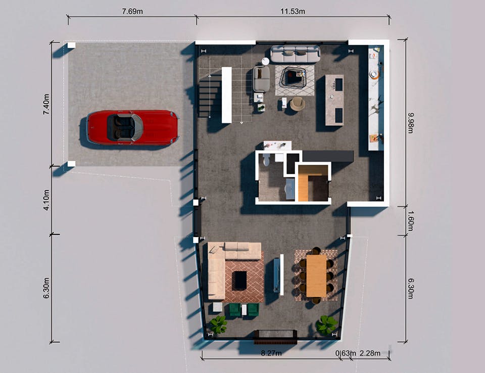 Fertighaus Haus Burghof von Bodenseehaus, Cubushaus Grundriss 1