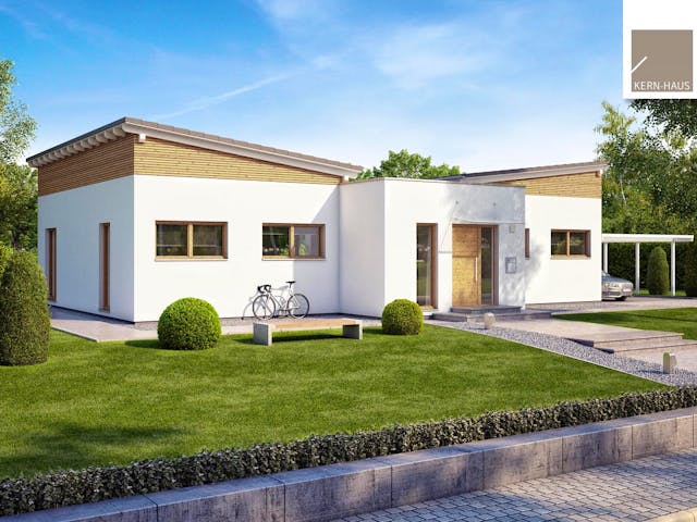 Massivhaus Bungalow Fokus von Kern-Haus Schlüsselfertig ab 505900€, Bungalow Außenansicht 1