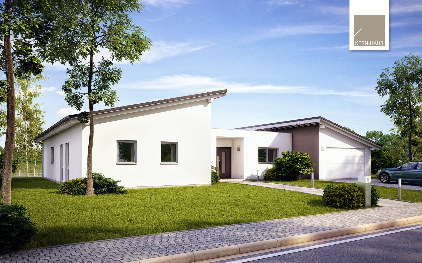Massivhaus Bungalow Trio von Kern-Haus Schlüsselfertig ab 578900€, Bungalow Außenansicht 1