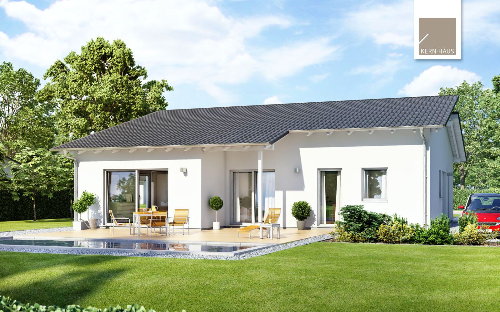 Massivhaus Bungalow Vita Pult von Kern-Haus Schlüsselfertig ab 394900€, Bungalow Außenansicht 1