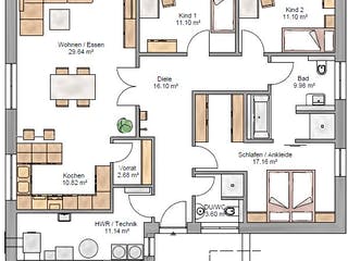 Fertighaus Bungalow 123 von Suckfüll Energiesparhaus Schlüsselfertig ab 391164€, Bungalow Grundriss 1