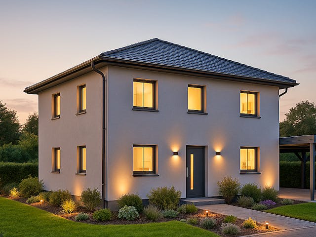 Massivhaus Stadtvilla 120 von Bauwerk Chemnitz Immobilien Schlüsselfertig ab 389000€, Stadtvilla Außenansicht 1