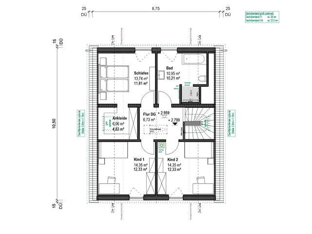 Fertighaus Chausseestraße 130 von bauen.WIEWIR Schlüsselfertig ab 304300€, Satteldach-Klassiker Grundriss 1