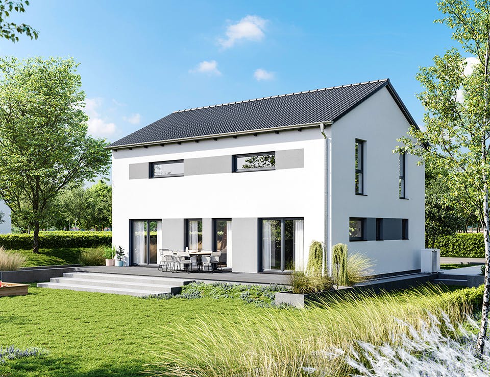 Fertighaus Elisenstraße 156 von bauen.WIEWIR Schlüsselfertig ab 332600€, Satteldach-Klassiker Außenansicht 1