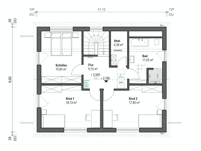 Fertighaus Elisenstraße 156 von bauen.WIEWIR Schlüsselfertig ab 332600€, Satteldach-Klassiker Grundriss 2