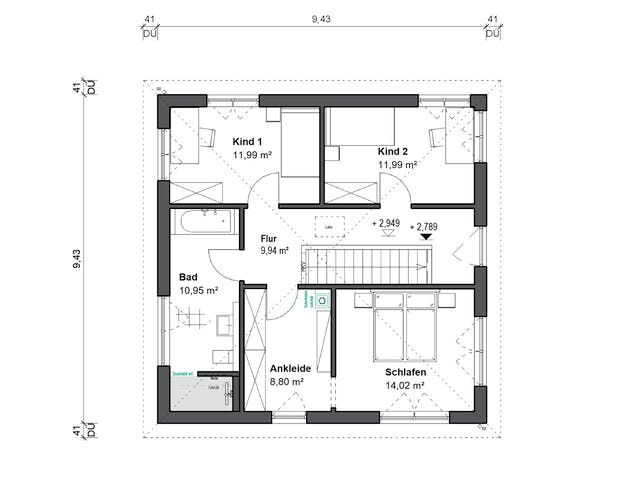 Fertighaus Schlossallee 138 von bauen.WIEWIR Schlüsselfertig ab 321800€, Stadtvilla Grundriss 2