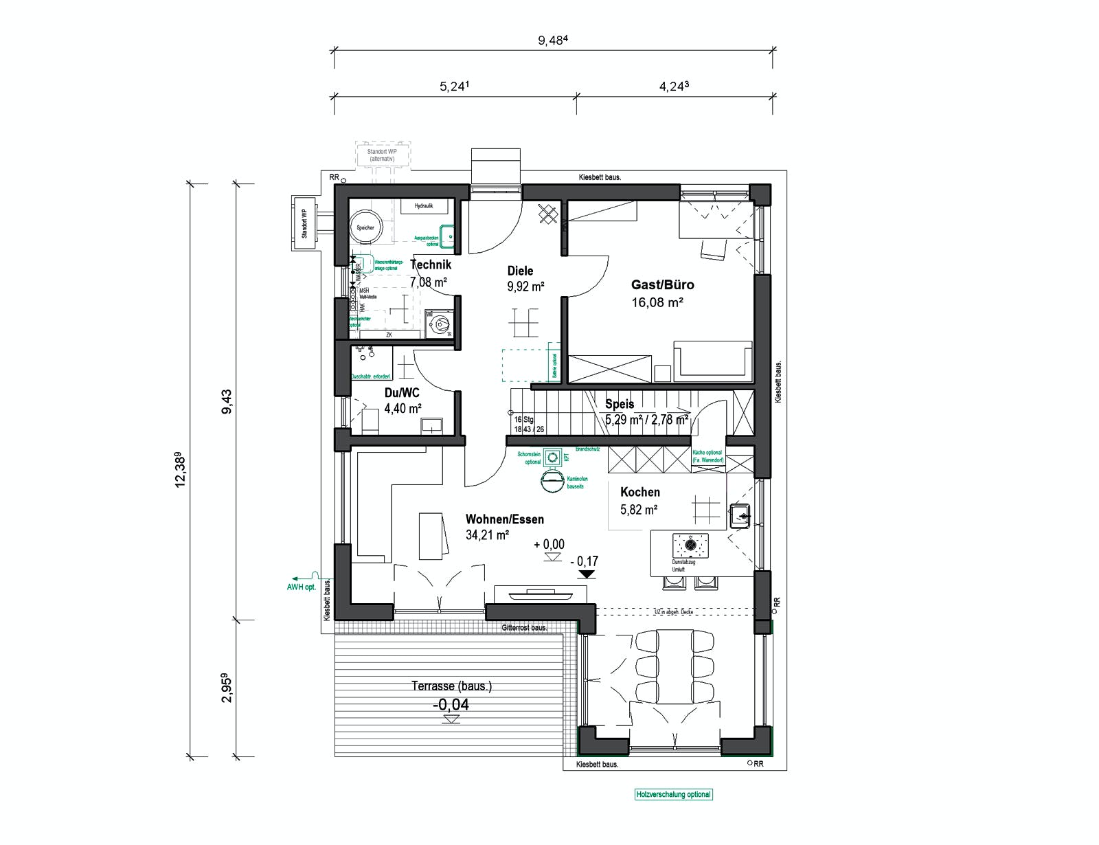 Fertighaus Schlossallee 148 von bauen.WIEWIR Schlüsselfertig ab 345200€, Stadtvilla Grundriss 1