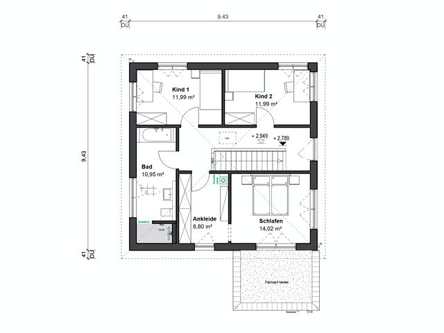 Fertighaus Schlossallee 148 von bauen.WIEWIR Schlüsselfertig ab 345200€, Stadtvilla Grundriss 2