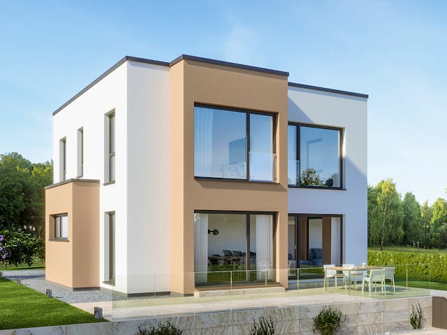 Fertighaus EVOLUTION 124 V5 von Bien-Zenker Schlüsselfertig ab 358753€, Cubushaus Außenansicht 1