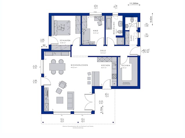 Fertighaus AMBIENCE 88 V4 von Bien-Zenker Schlüsselfertig ab 298378€, Bungalow Grundriss 1