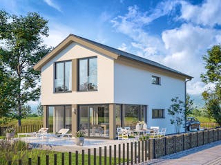 Fertighaus BALANCE 146 von Bien-Zenker Schlüsselfertig ab 377517€, Satteldach-Klassiker Außenansicht 1