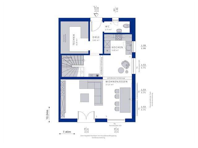 Fertighaus CELEBRATION 122 V2 L von Bien-Zenker Schlüsselfertig ab 314702€, Satteldach-Klassiker Grundriss 1