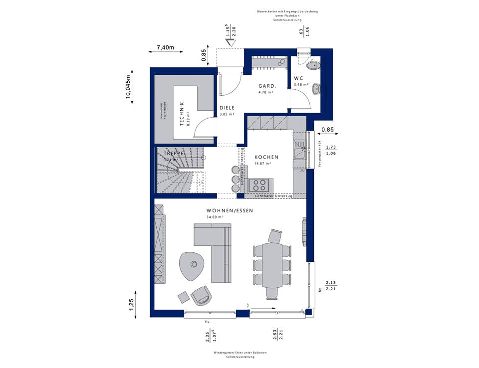 Fertighaus CELEBRATION 122 V7 XL von Bien-Zenker Schlüsselfertig ab 480436€, Cubushaus Grundriss 1