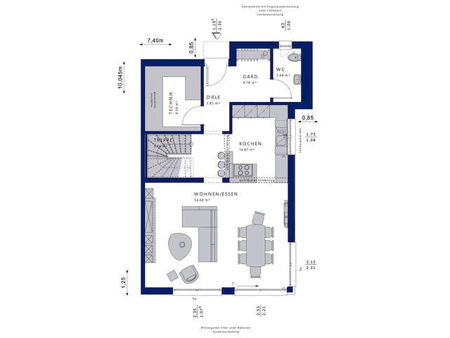 Fertighaus CELEBRATION 122 V7 XL von Bien-Zenker Schlüsselfertig ab 480436€, Cubushaus Grundriss 1