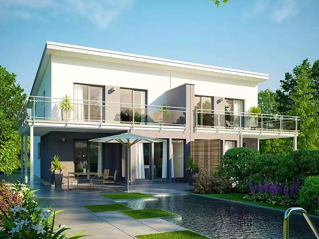 Fertighaus CELEBRATION 135 V3 L von Bien-Zenker Schlüsselfertig ab 354852€, Pultdachhaus Außenansicht 1