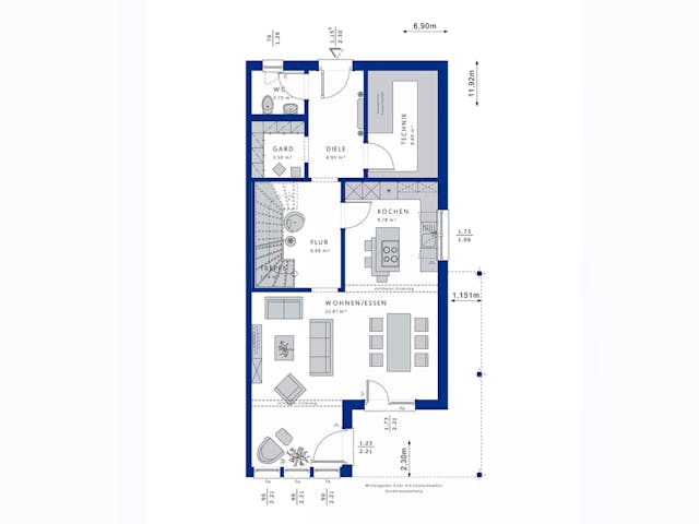 Fertighaus CELEBRATION 135 V3 L von Bien-Zenker Schlüsselfertig ab 354852€, Pultdachhaus Grundriss 1