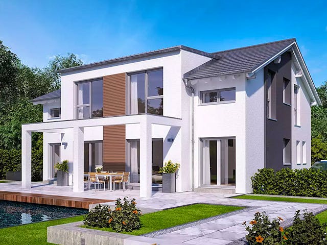 Fertighaus CELEBRATION 192 V4 von Bien-Zenker Schlüsselfertig ab 560965€, Satteldach-Klassiker Außenansicht 1