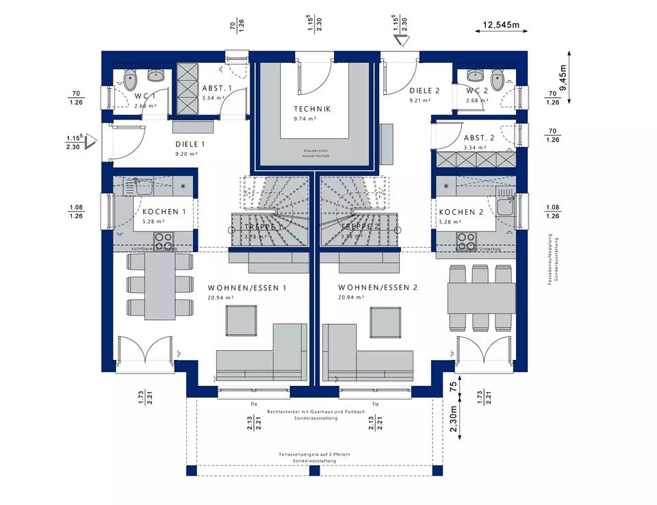 Fertighaus CELEBRATION 192 V4 von Bien-Zenker Schlüsselfertig ab 541416€, Satteldach-Klassiker Grundriss 1