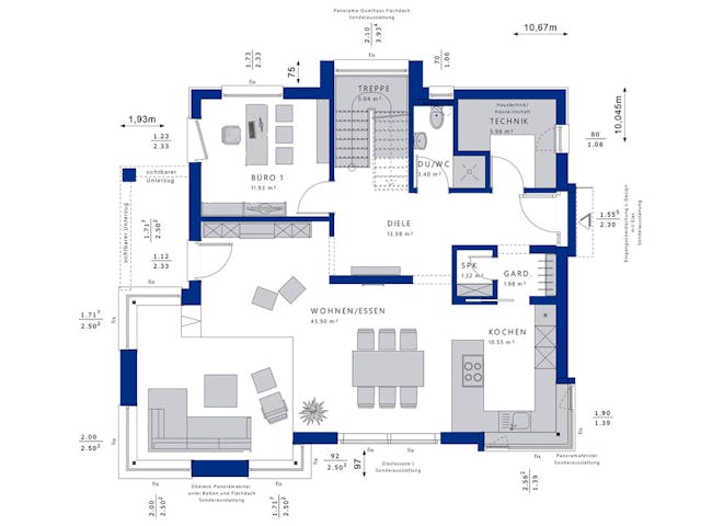 Fertighaus CONCEPT-M 153 Stuttgart von Bien-Zenker, Satteldach-Klassiker Grundriss 1