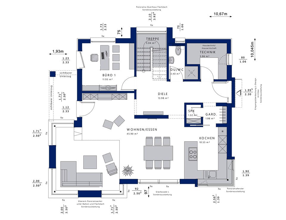 Fertighaus CONCEPT-M 153 Stuttgart von Bien-Zenker Schlüsselfertig ab 836663€, Satteldach-Klassiker Grundriss 1