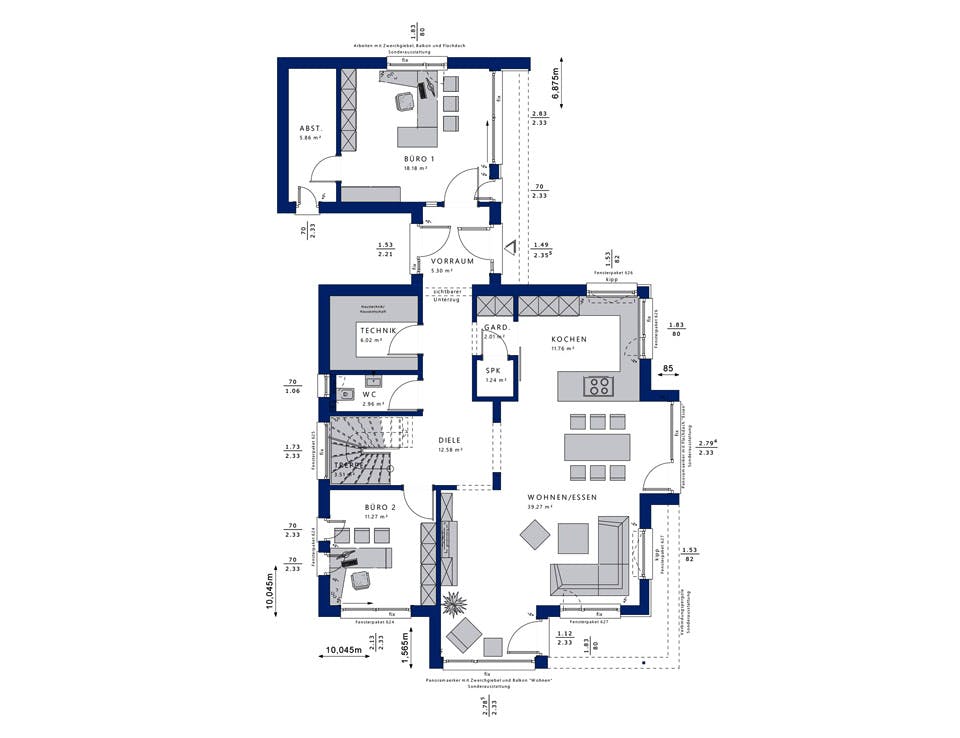 Fertighaus CONCEPT-M 166 Erfurt von Bien-Zenker Schlüsselfertig ab 660848€, Satteldach-Klassiker Grundriss 1