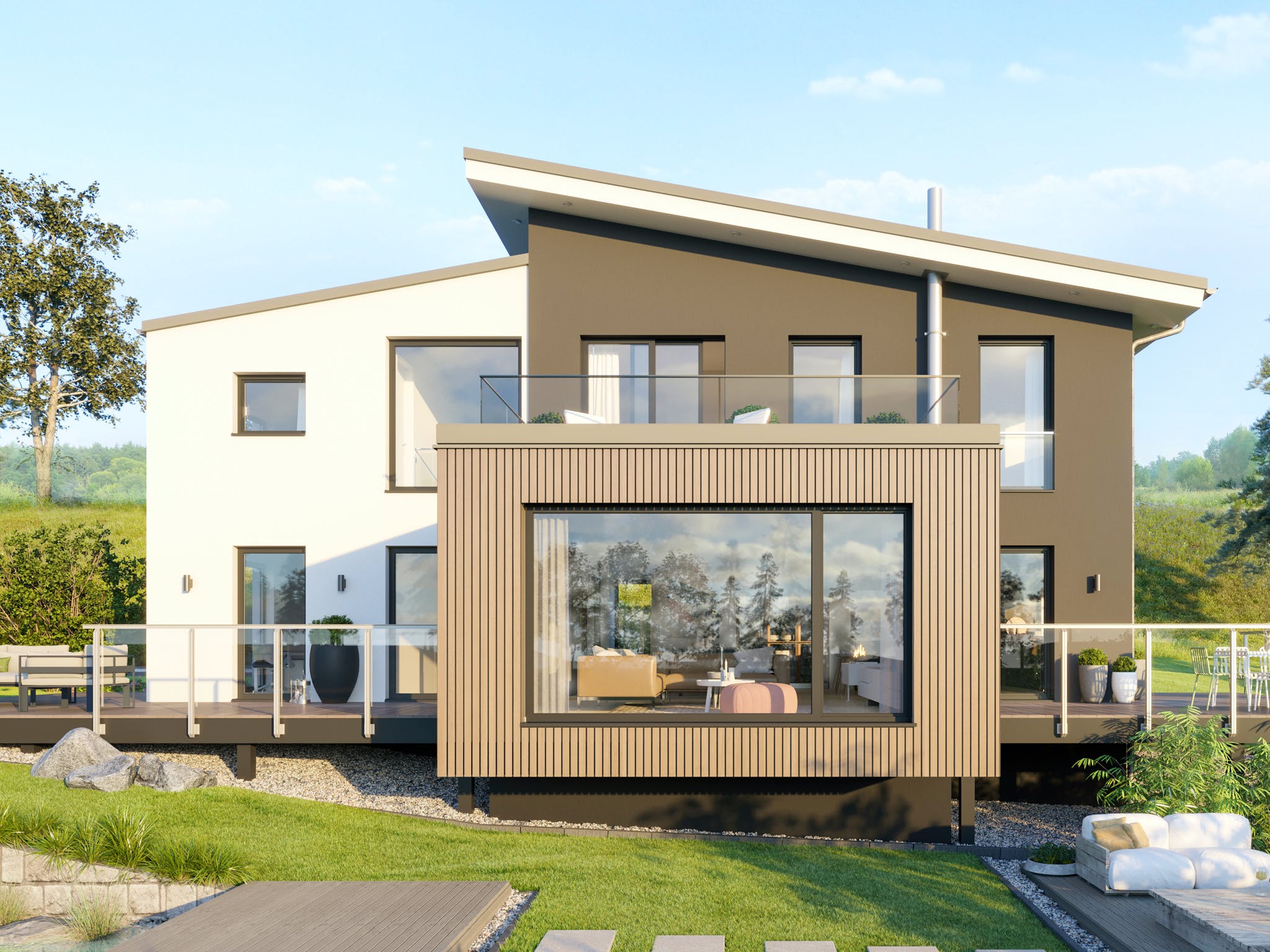 Fertighaus CONCEPT-M 170 Villingen-Schwenningen von Bien-Zenker Schlüsselfertig ab 602643€, Pultdachhaus Außenansicht 1