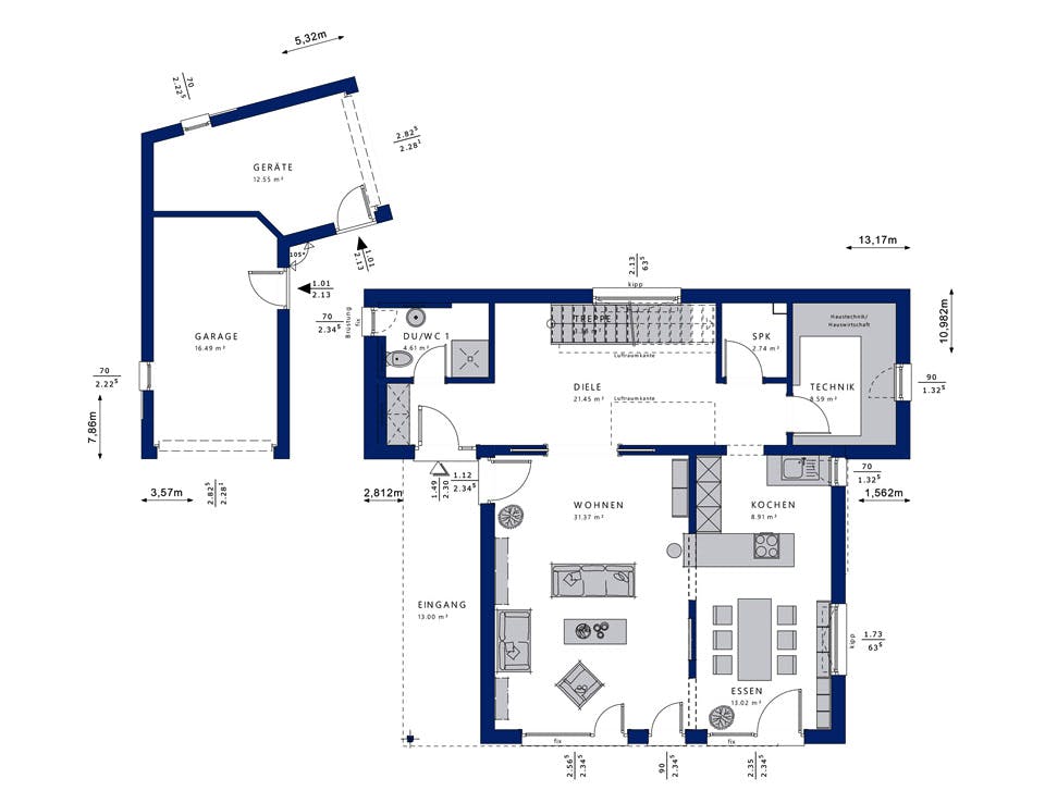 Fertighaus CONCEPT-M 198 Mülheim-Kärlich von Bien-Zenker Schlüsselfertig ab 637715€, Cubushaus Grundriss 1