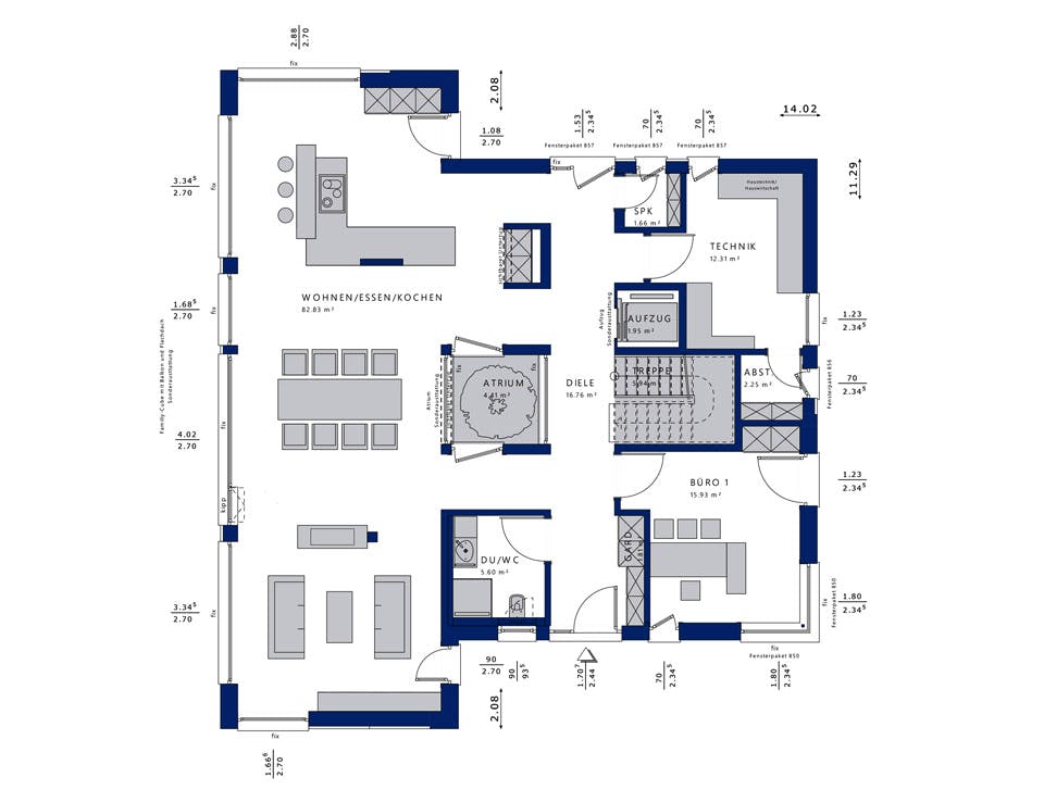 Fertighaus CONCEPT-M 210 Günzburg von Bien-Zenker Schlüsselfertig ab 834028€, Satteldach-Klassiker Grundriss 1