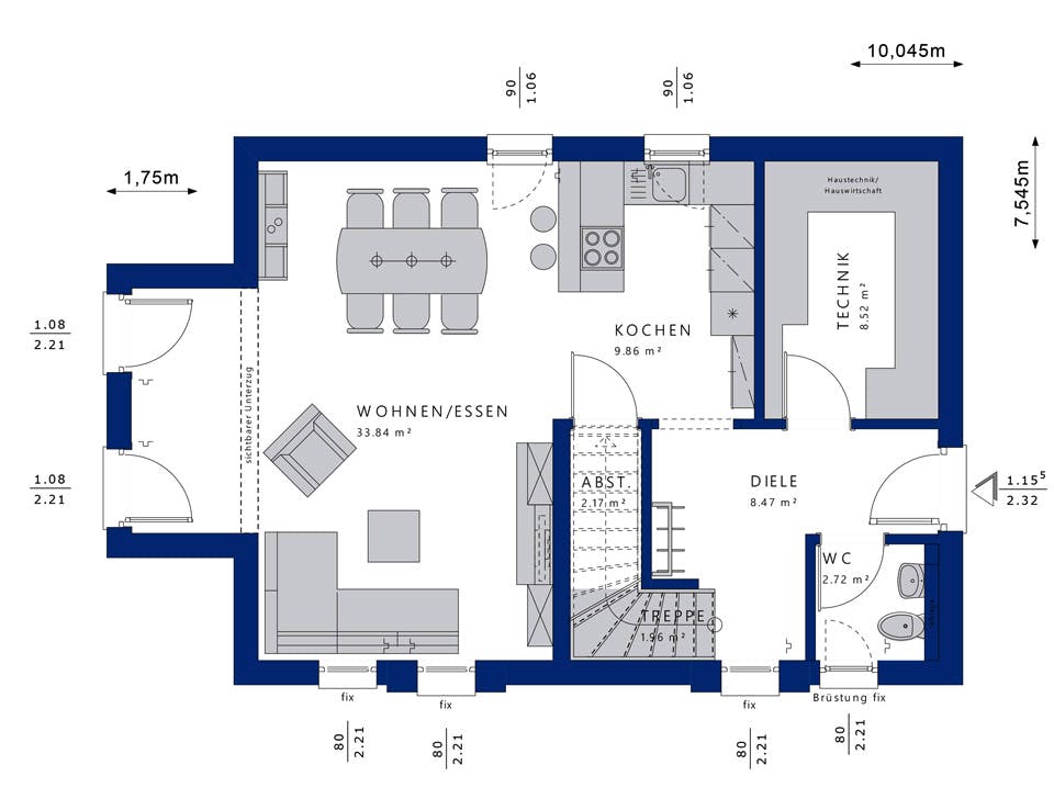 Fertighaus EDITION 120 V2 von Bien-Zenker Schlüsselfertig ab 328295€, Satteldach-Klassiker Grundriss 1