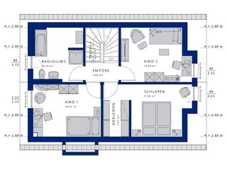 Fertighaus EDITION 123 V2 von Bien-Zenker Schlüsselfertig ab 328871€, Satteldach-Klassiker Grundriss 2