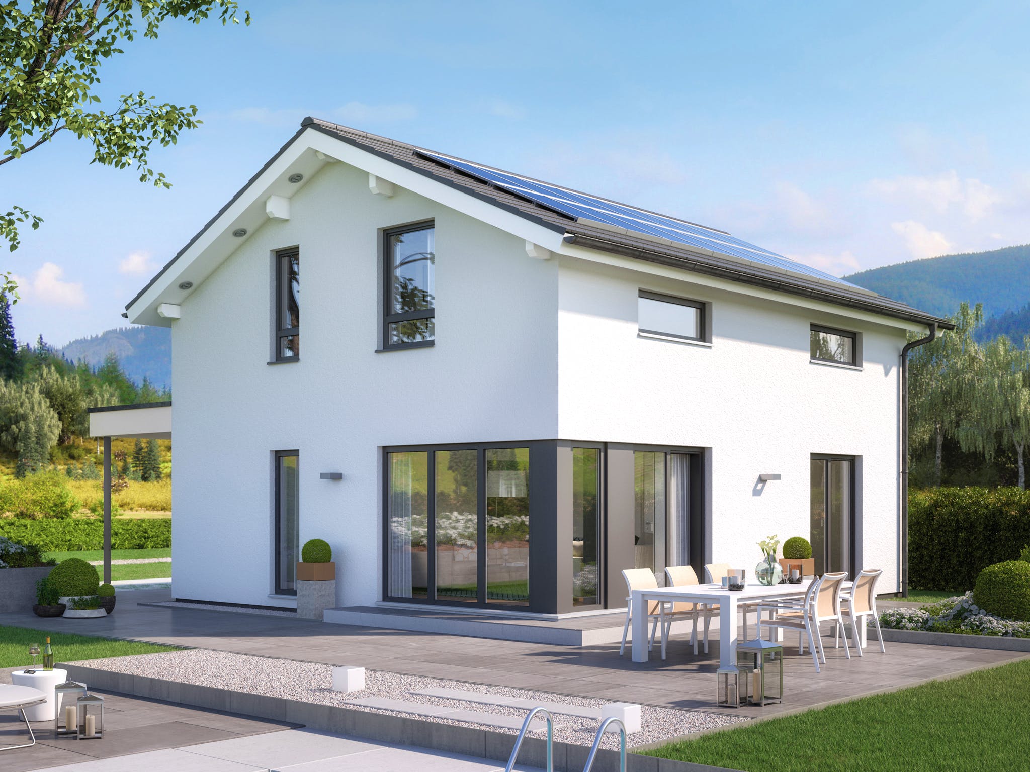 Fertighaus EDITION 125 V4 von Bien-Zenker Schlüsselfertig ab 332796€, Satteldach-Klassiker Außenansicht 1