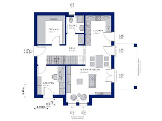 Fertighaus EVOLUTION 136 V2 von Bien-Zenker Schlüsselfertig ab 362131€, Satteldach-Klassiker Grundriss 1