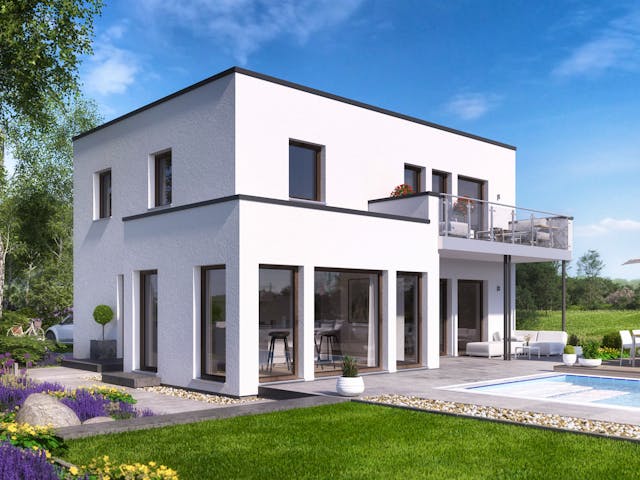 Fertighaus EVOLUTION 139 V5 von Bien-Zenker Schlüsselfertig ab 384638€, Cubushaus Außenansicht 1
