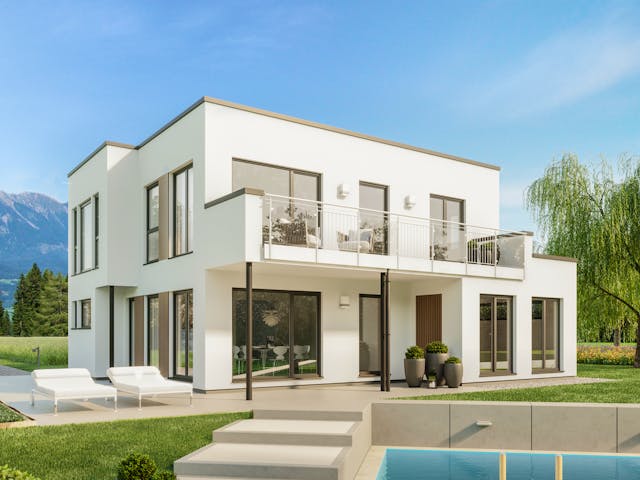 Fertighaus EVOLUTION 152 V7 von Bien-Zenker Schlüsselfertig ab 401942€, Cubushaus Außenansicht 1
