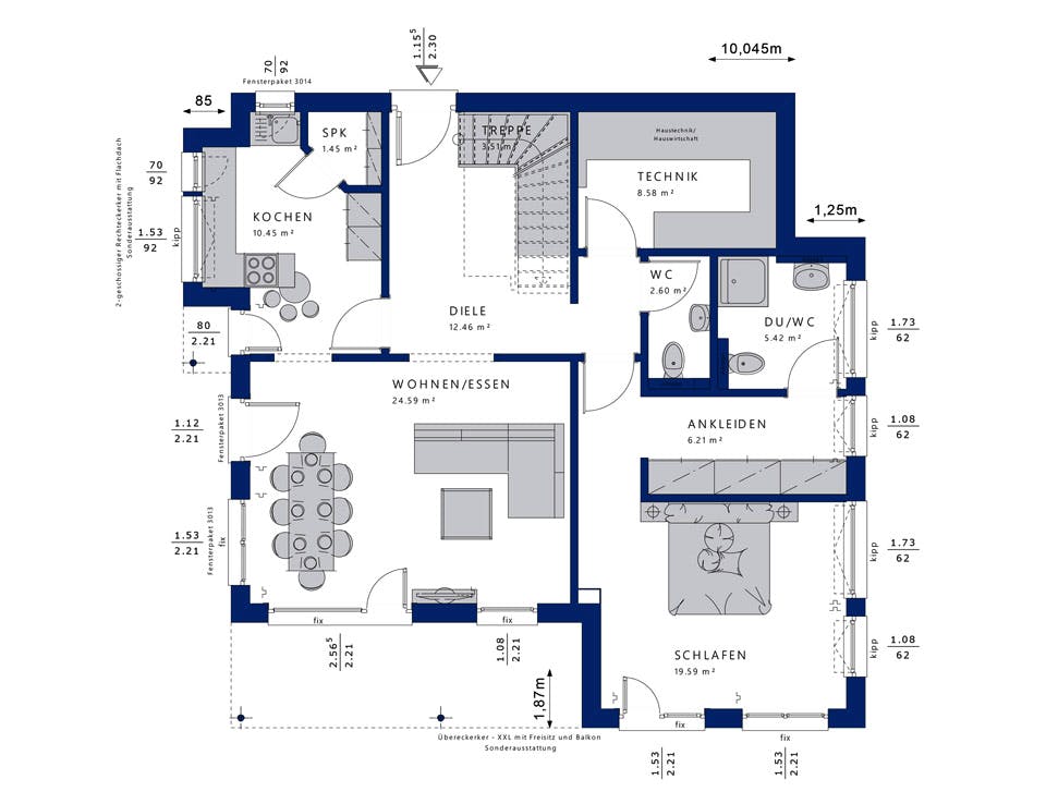 Fertighaus EVOLUTION 152 V7 von Bien-Zenker Schlüsselfertig ab 437013€, Cubushaus Grundriss 1