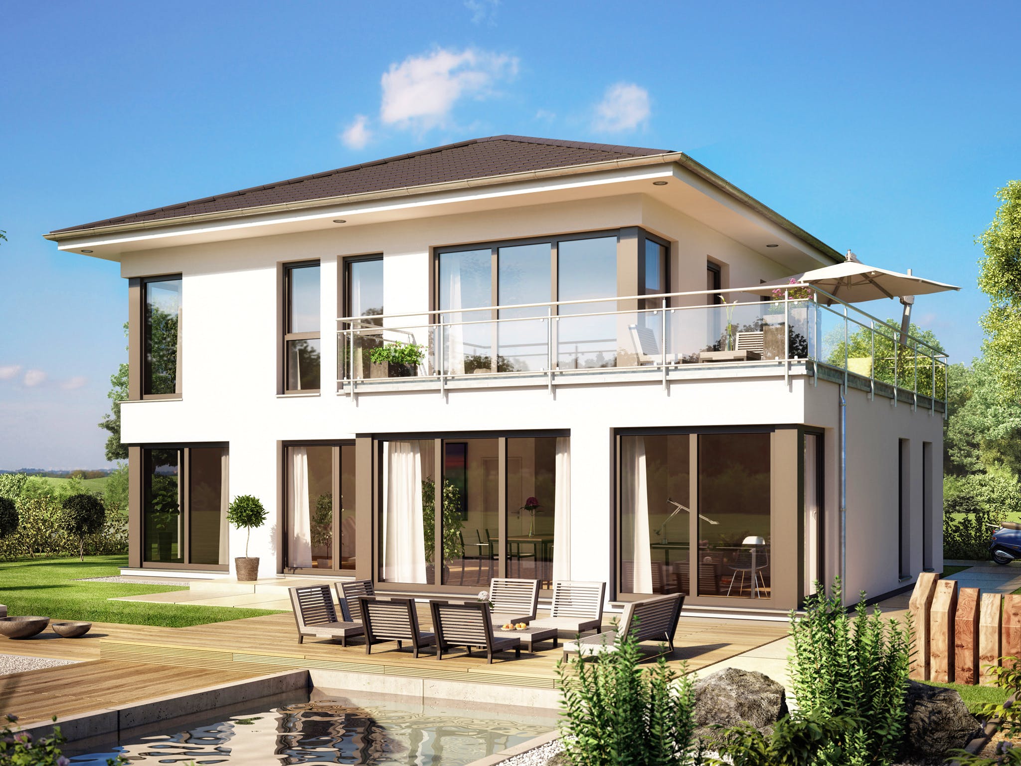 Fertighaus EVOLUTION 154 V4 von Bien-Zenker Schlüsselfertig ab 422522€, Stadtvilla Außenansicht 1