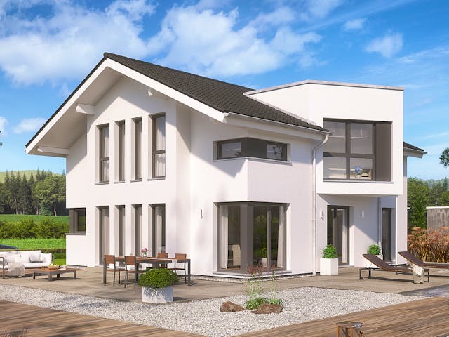Fertighaus EVOLUTION 161 V3 von Bien-Zenker Schlüsselfertig ab 381036€, Satteldach-Klassiker Außenansicht 1