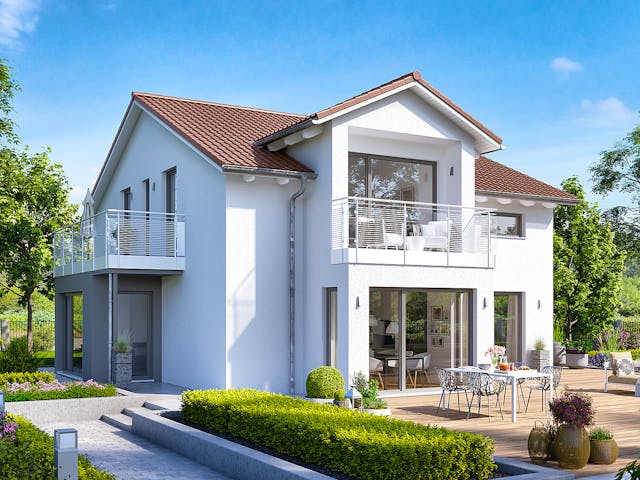 Fertighaus EVOLUTION 164 V3 von Bien-Zenker Schlüsselfertig ab 383866€, Satteldach-Klassiker Außenansicht 1
