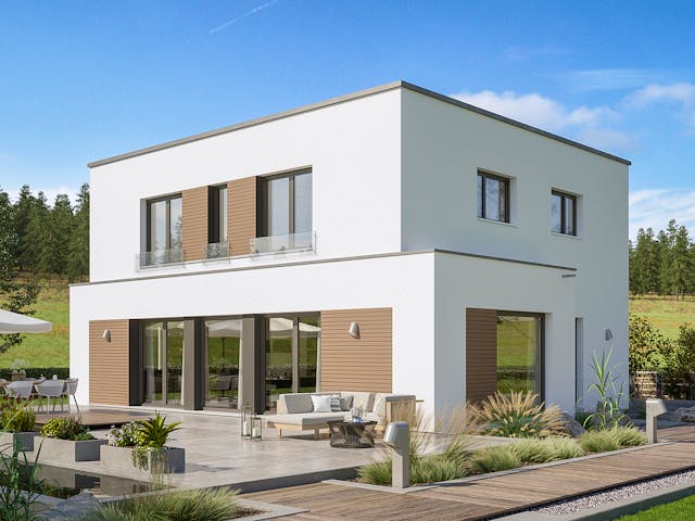 Fertighaus EVOLUTION 164 V5 von Bien-Zenker Schlüsselfertig ab 424606€, Cubushaus Außenansicht 1