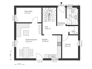 Fertighaus White&Black 140 von WHITE&BLACK Fertighäuser Schlüsselfertig ab 332954€, Satteldach-Klassiker Grundriss 2