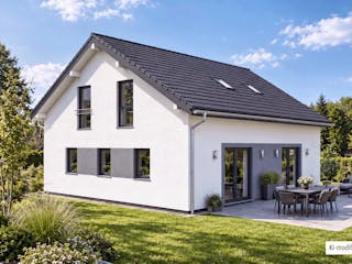 Fertighaus Junto 190 von Fingerhut Haus Schlüsselfertig ab 586552€, Satteldach-Klassiker Außenansicht 1