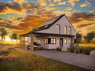 Fertighaus White&Black 165 von WHITE&BLACK Fertighäuser Ausbauhaus ab 212504€, Satteldach-Klassiker Außenansicht 1