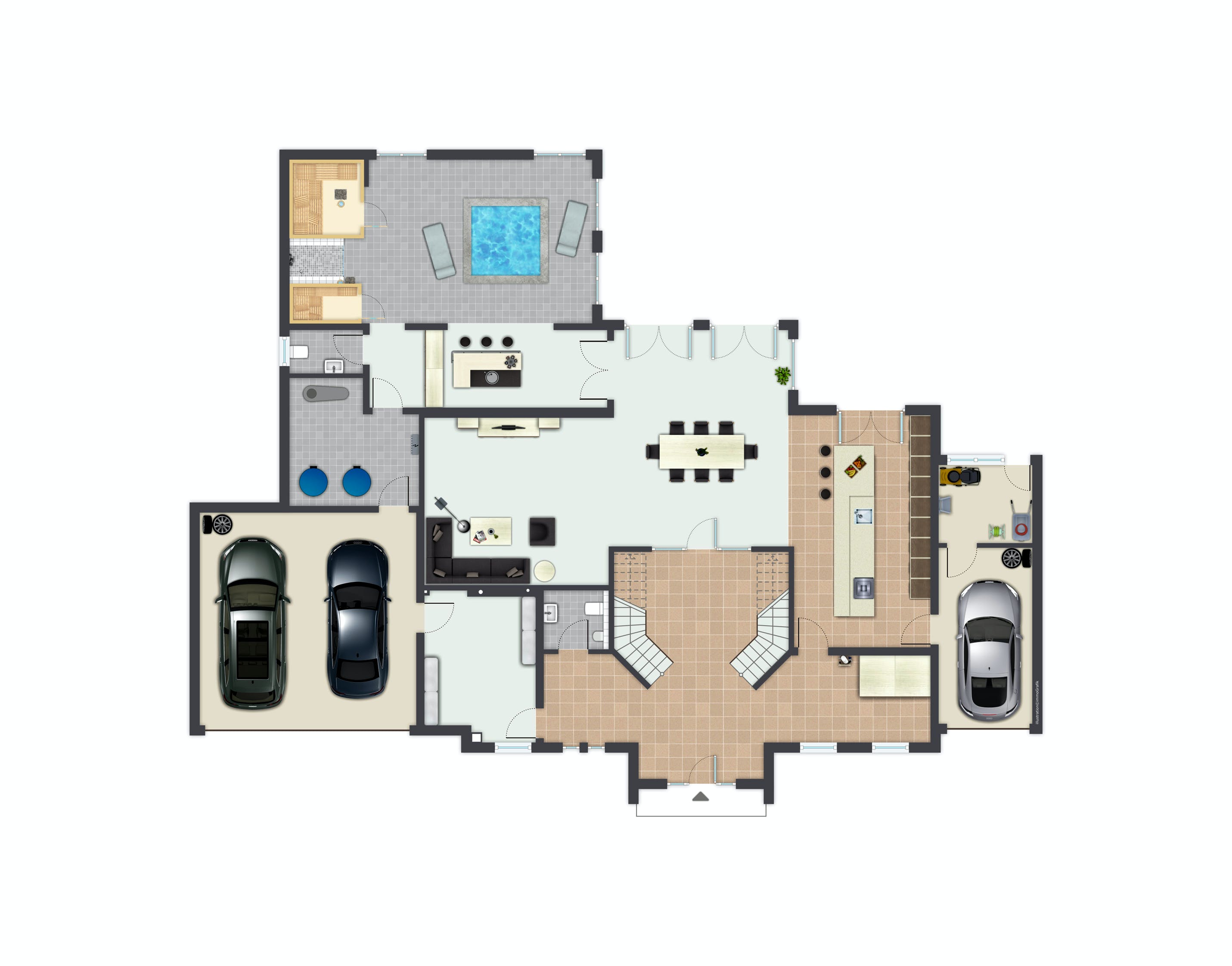 Fertighaus Cannstatt von GUSSEK HAUS Schlüsselfertig ab 937800€, Stadtvilla Grundriss 1