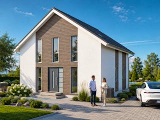 Massivhaus Trendhaus Junge Familie 135 und Keller mit LIAPLAN gebaut von Mein Haus Bausysteme, Außenansicht 9